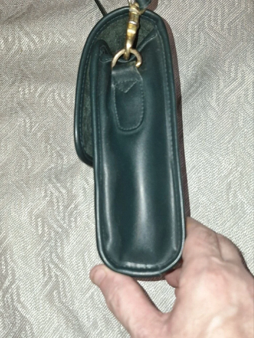 Classic Small Leather Crossbody Bag in Dark Green